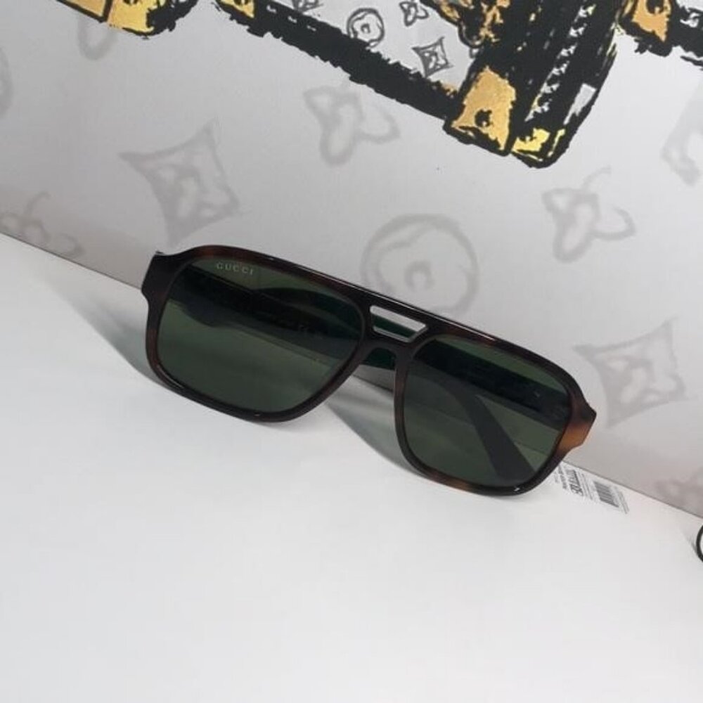 Authentic ✨ Brand New Gucci GG0925S 002 Aviator Sunglasses – Havana Frame with G - Picture 12 of 14